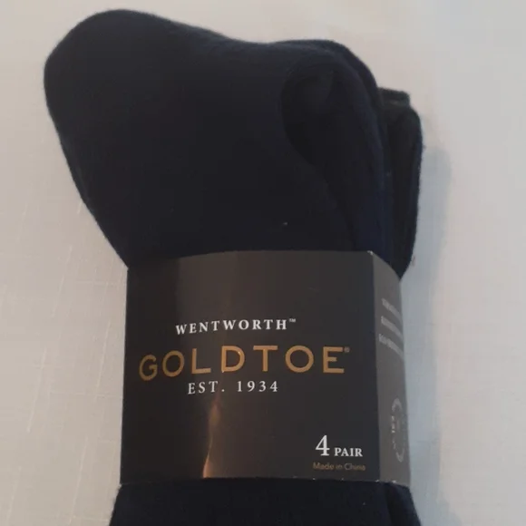 Goldtoe Men's Wentwoth Dress Crew Socks (4 Pair) (Black-Navy- Light Blue, 4)